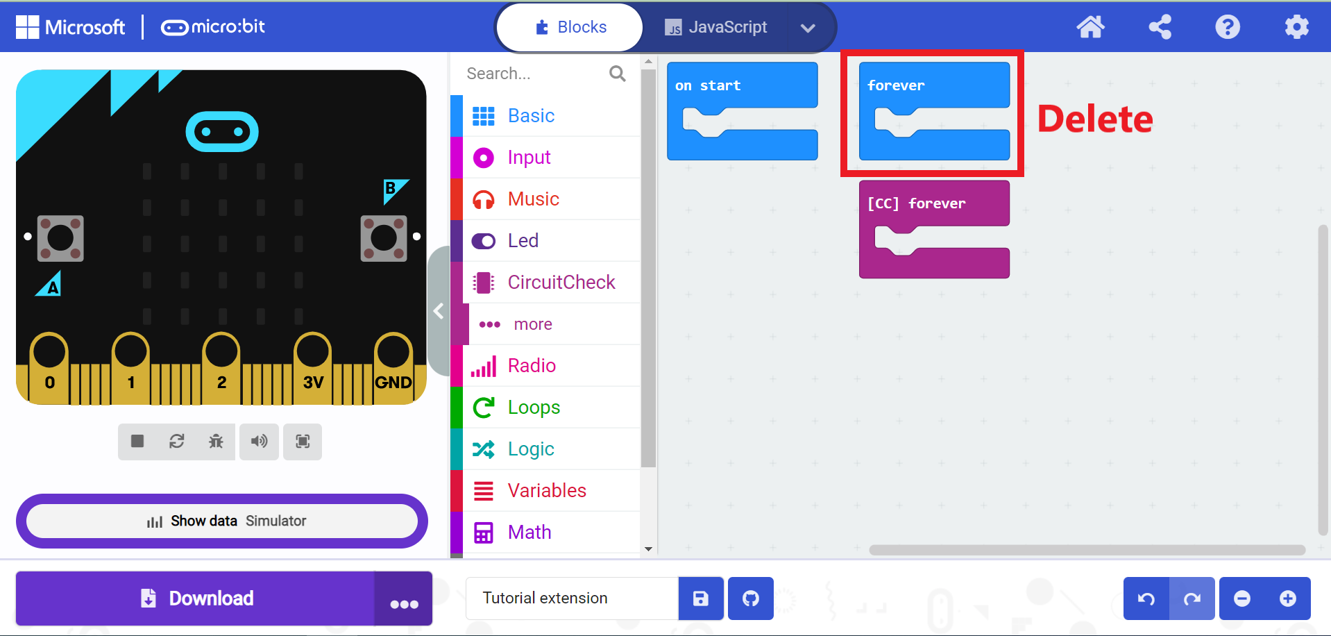 Step 5 of adding a MakeCode Extension for Circuit Check