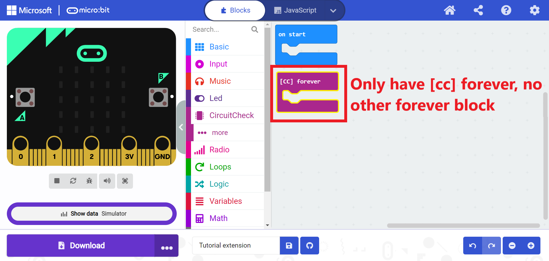 Step 6 of adding a MakeCode Extension for Circuit Check