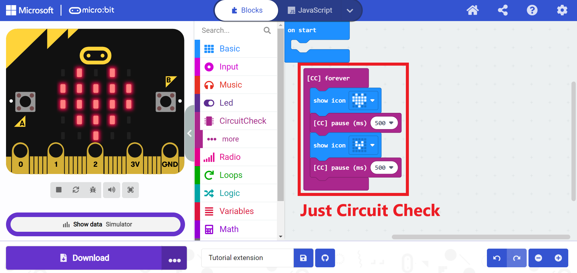 Step 7 of adding a MakeCode Extension for Circuit Check